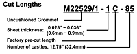 Ordering Information for Spring-Fast® Mil-Spec Composite Flexible Grommets (M22529/1)